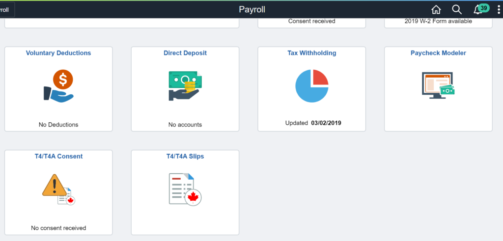 Tiles in Payroll Dashboard