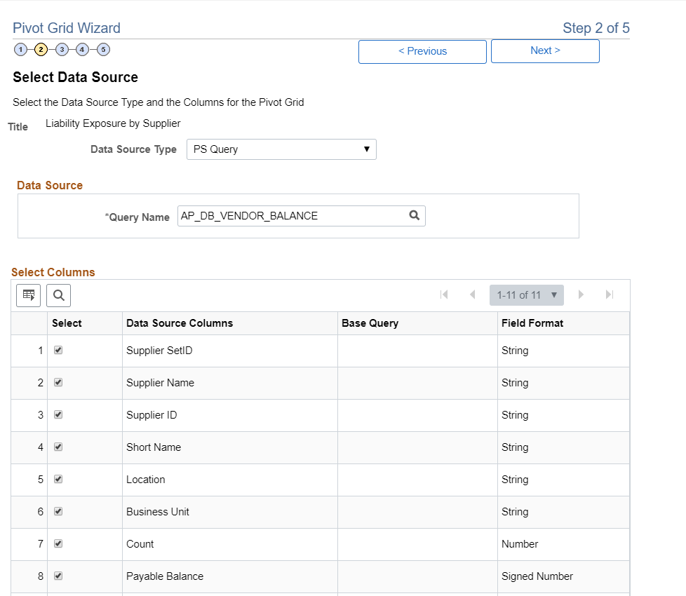 Pivot Grid Wizard Data Source